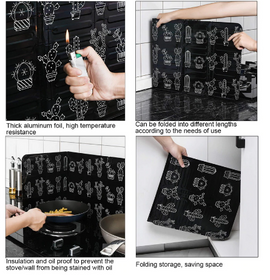 Cactus Printed Aluminum Foil Oil Block Oil Barrier Stove Cook Anti-Splashing Oil Baffle Heat Kitchen Utensils Insulation