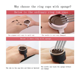 100pcs Disposable Tattoo Ink Cup Pigment Caps with Sponge Microblading Accesories Tattoo Tool Holder Permanent Makeup Eyebrow 3D
