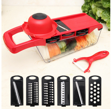 6 In 1 New Upgraded Multi-function Vegetable Slicer Potato Fruit Melon Peeler Manual Vegetable Chopper Kitchen Accessories