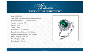 JewPalace Princess Diana Simulated Emerald Ring 925 Sterling Silver Rings for Women Engagement Ring Silver 925 Gemstones Jewelry